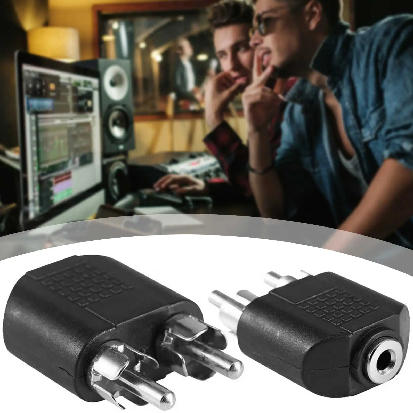 3.5mm Female To 2 RCA-Male Splitter Audios Videos Adapter Converter For TV Amplifier