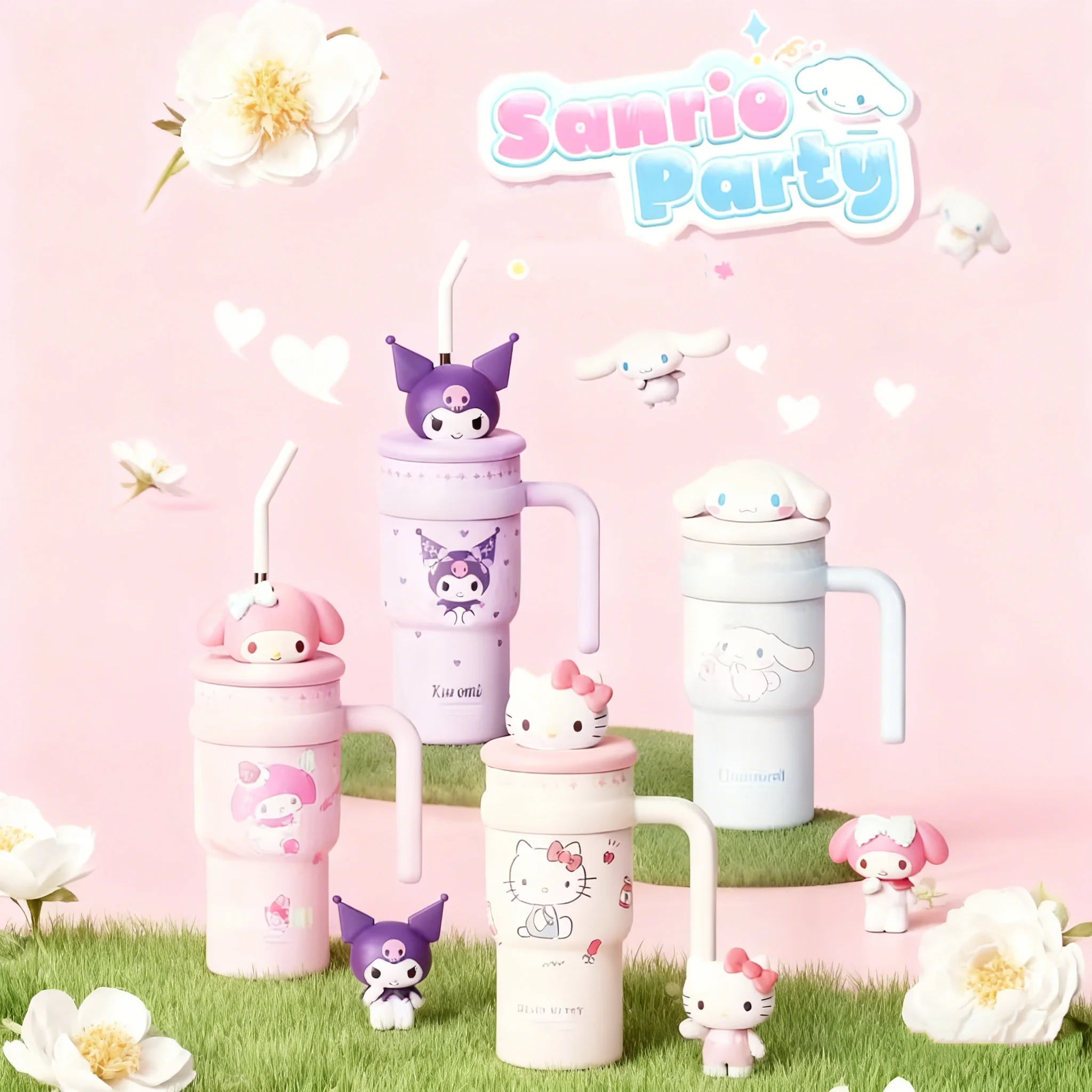 

700 мл изолированная бутылка с персонажем Sanrio Hello Kitty Kuromi Cinnamoroll, бутылка для воды для путешествий, автомобиля, портативная соломенная чашка, подарки, новинка 2026 года