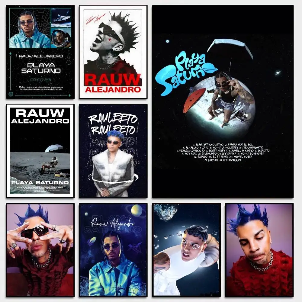Rauw Alejandro Playa Saturno Singer Anime Posters Sticky Whitepaper Sticker DIY Room Bar Cafe Kawaii Room Decor