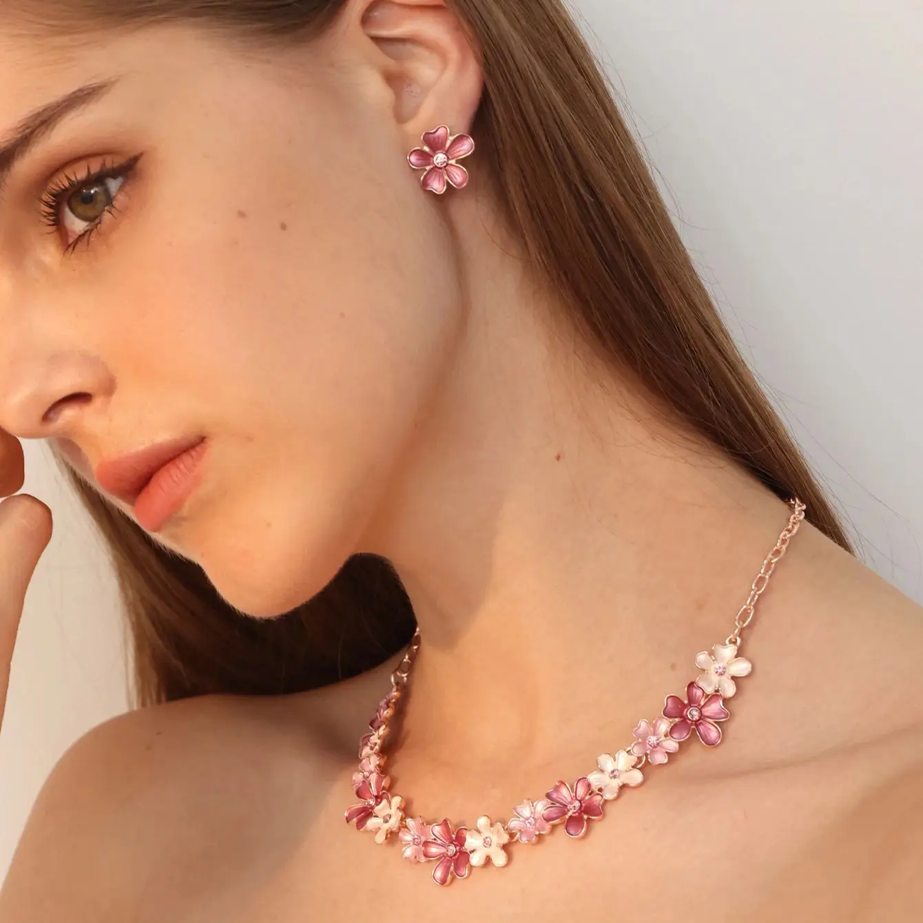Cring Coco Trendy Necklace Earrings Sets Fashion Flower shape Zinc Alloy Necklaces Earring Set Ladies Fashion Jewelry 2023