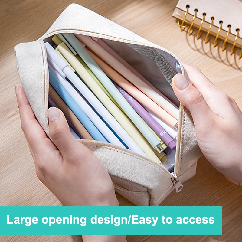 Large Capacity Pencil Cases Students Multifunctional Pen Bags Simple Solid Color Stationery Storage Bag Fashion Pencil Bag Gifts