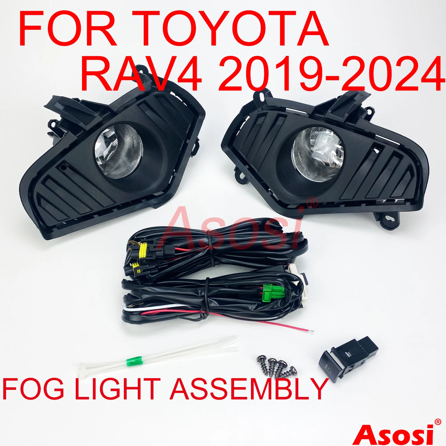 

Front Bumper Fog Lights Kit Driving Lamps For Toyota RAV 4 2020 2021 2022 2023 Right + Left Side With Bulb Switch Wire Bezel