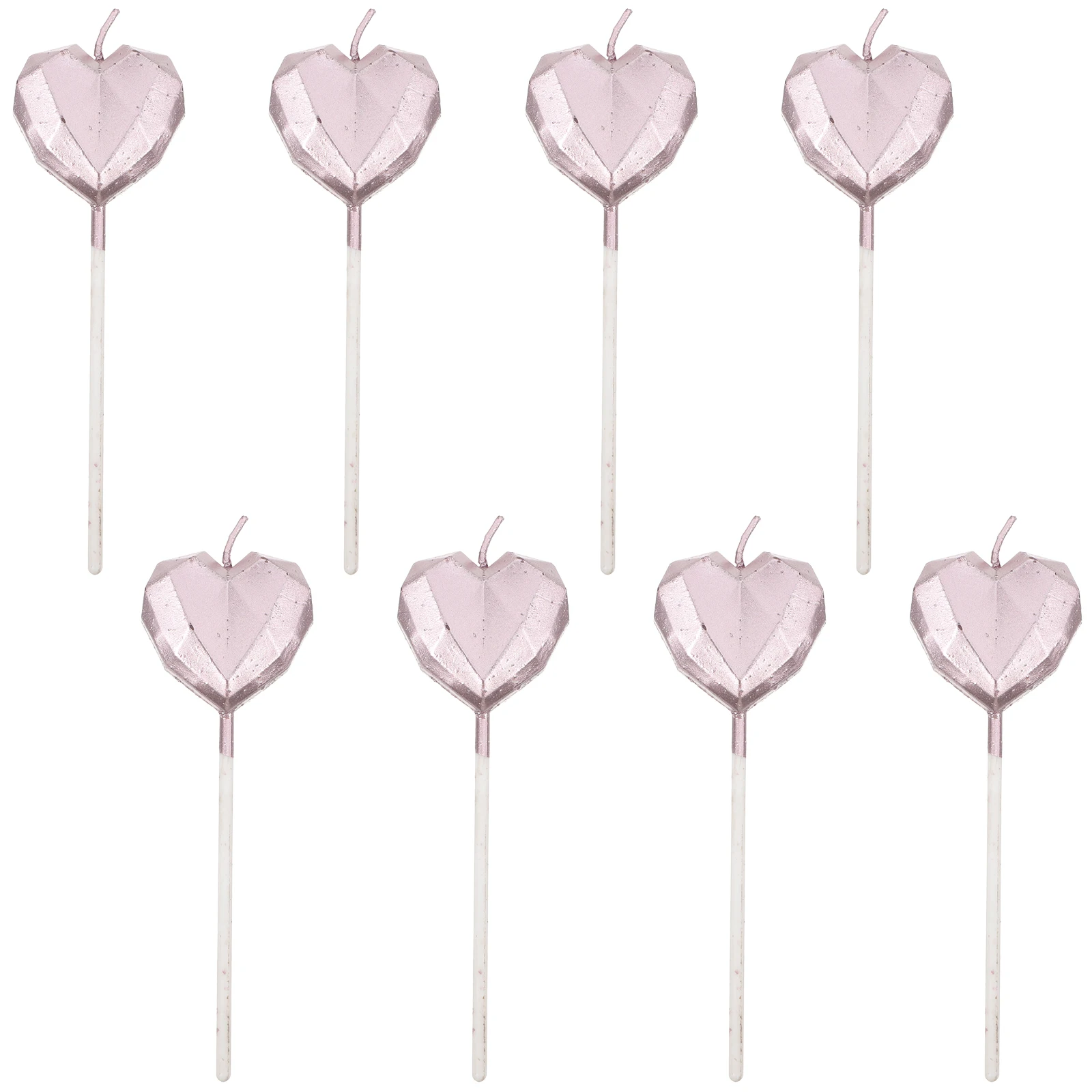 

8Pcs 3D Heart Candles Unique Birthday Decoration Cake Accessory Bright Light Party Supplies Memorable Celebrations