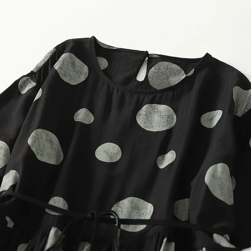 水玉模様の女性用ロングドレス,レースアップ,スリム,空中ブランコ,ラージスイング,ヴィンテージファッション,新しい夏のコレクション2020