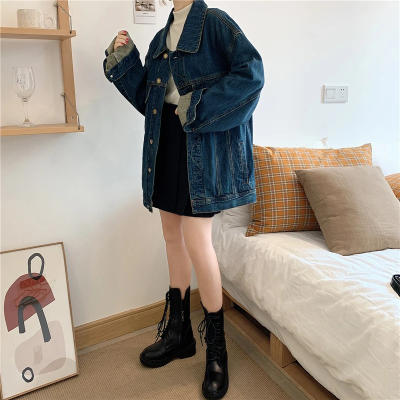 

Denim Coats Ladies Womens Winter Button-Embellished Puffer Quilted Four-Pocket Functional Sherpa Mountaineering Turtleneck Daily