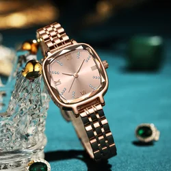 UTHAI V1 Women's Fashion Square Quartz Watch Water Diamond Multi faceted Mirror Face Female's Simple Trendy Versatile Wristwatch