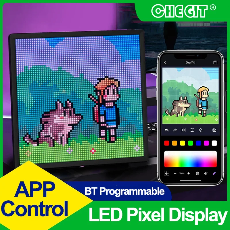 

Smart LED Matrix Pixel Display RGB DIY Graffiti Bluetooth App Control Art Display For Gaming Room Decor Cool Animation Frame