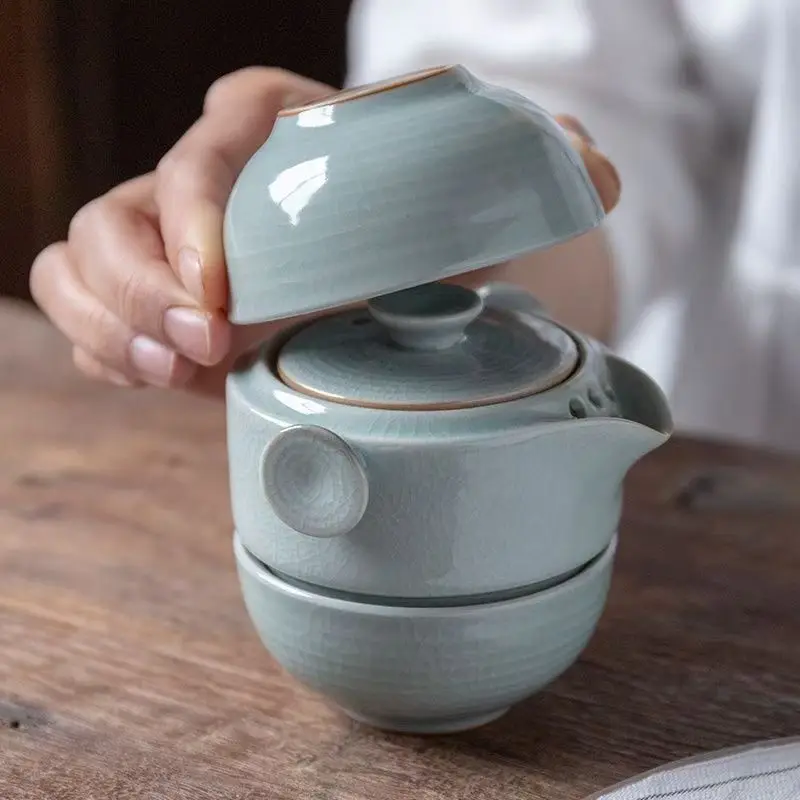 

Ceramic Tableware Teapot Desktop Decoration Portable Travel Kung Fu Tea Set Porcelain Crafts Home Decoration Accessories
