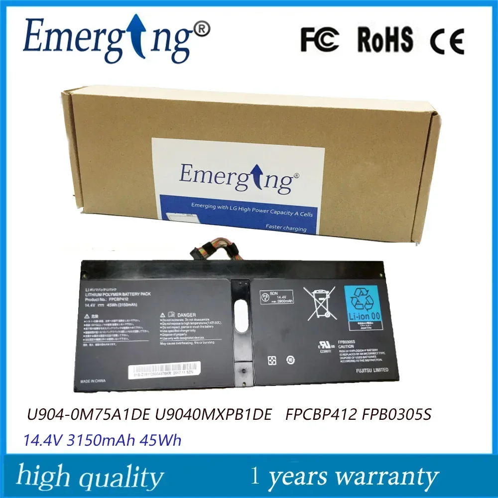 

14,4 В, 3150 мАч, 45 Втч, FPCBP412, аккумулятор для ноутбука Fujitsu LifeBook FPB0305S U904-0M75A1DE U9040MXPB1DE
