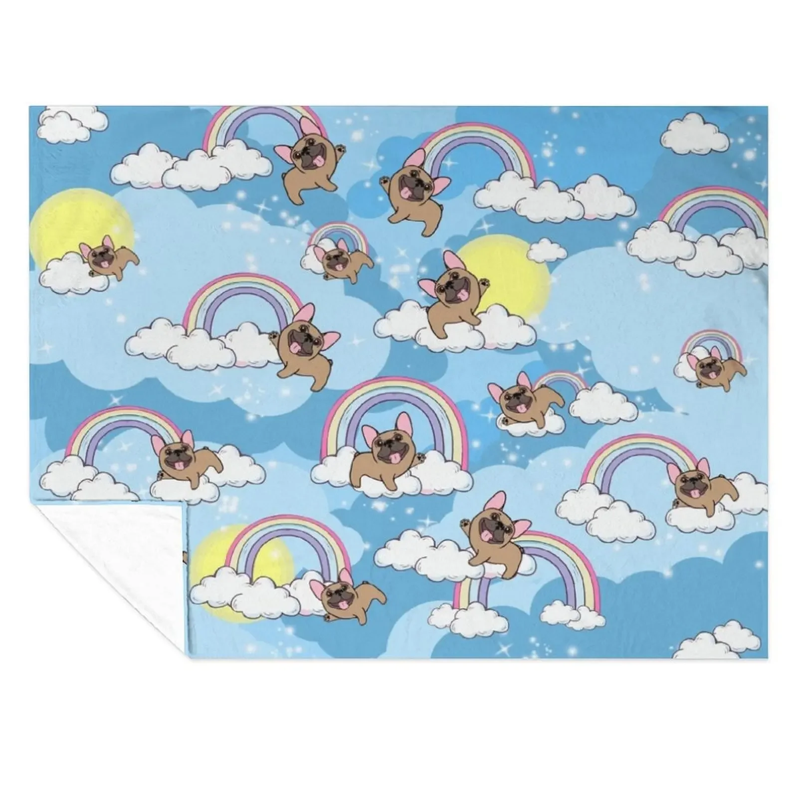 

French bulldog lovers, sweet frenchie on rainbow Throw Blanket Multi-Purpose Luxury Brand Baby Decorative Sofas Blankets