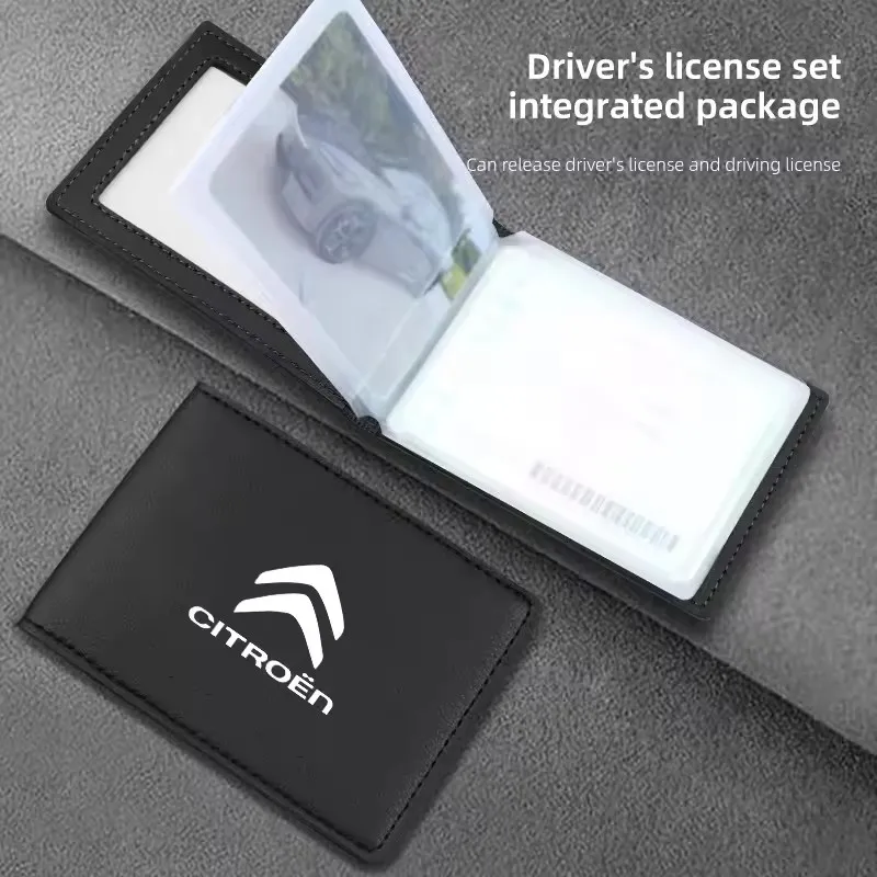 Driver's License Leather Case Bank Card Credit ID Card Holder For Citroen C1 C2 C3 C4 C5 C6 C8 C4L DS3 DS4 DS5 DS5LS DS6