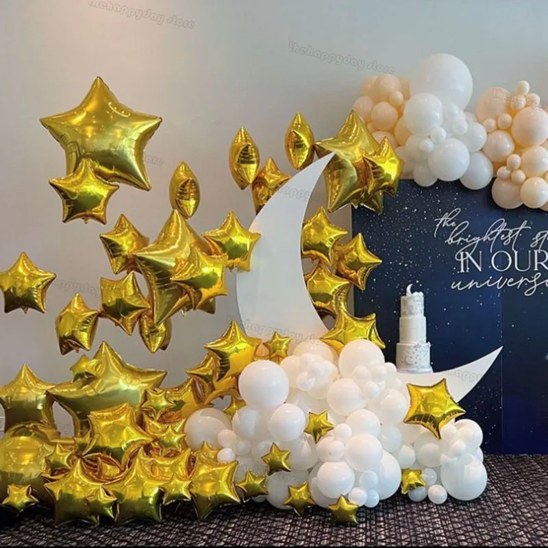 10 Stück Stern-Folienballons, 45,7 cm, Mattgold, cremefarben, Sternform, Folien-Mylar-Luftballons, Geburtstag, Hochzeit, Abschlussfeier, Weihnachten, Helium, Globos – Detail 11