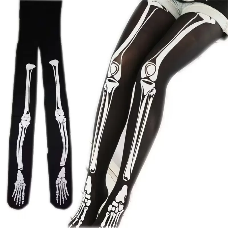 2024 Diablo Gothic Black Bones Skull Pantyhose