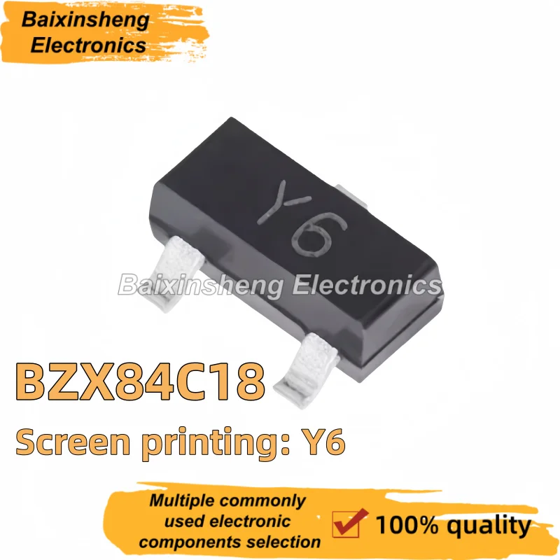100 قطعة جديد BZX84C18 18 فولت SOT-23 طباعة الشاشة الحريرية: Y6 زينر ديود مصلحة الارصاد الجوية الترانزستور #1