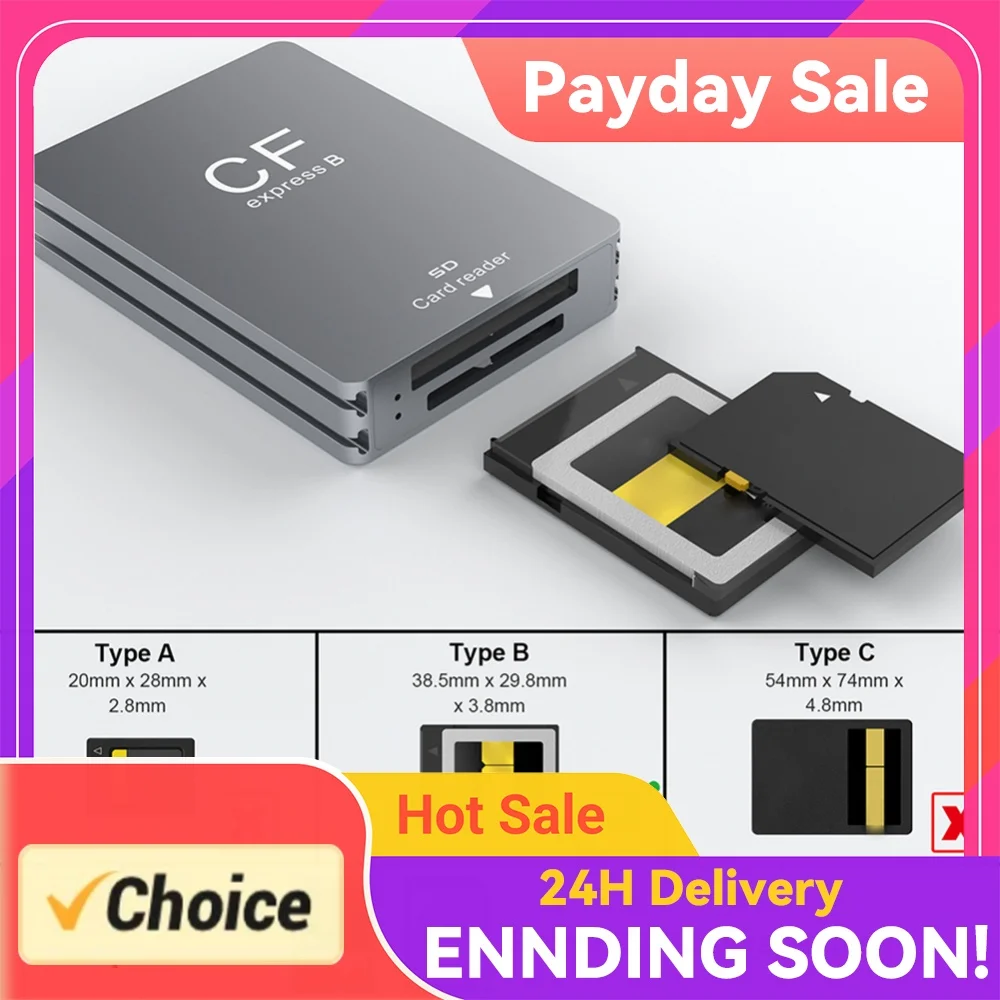 2-in-1-cfexpress-type-b-sdカードリーダー-cfexpressカードアダプター-usb-32-10gbps-デュアルスロット-usb-c-to-usb-c-aケーブル付き-slr用