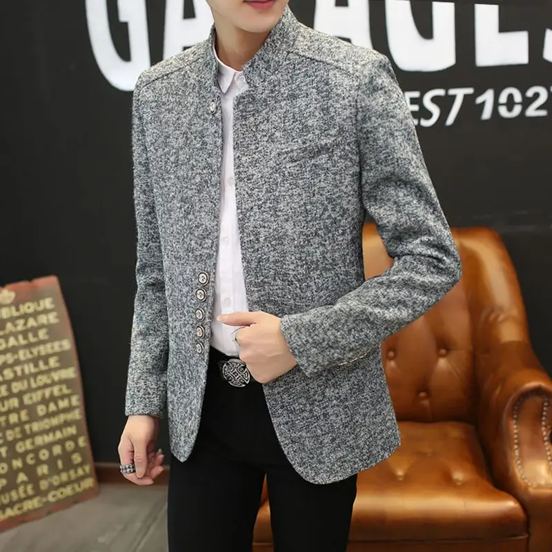 

Мужские костюмы и пиджаки с воротником-стойкой Тонкие пальто Роскошный дизайнерский простой пиджак для мужчин Джентльмен Новинка оригинальной одежды