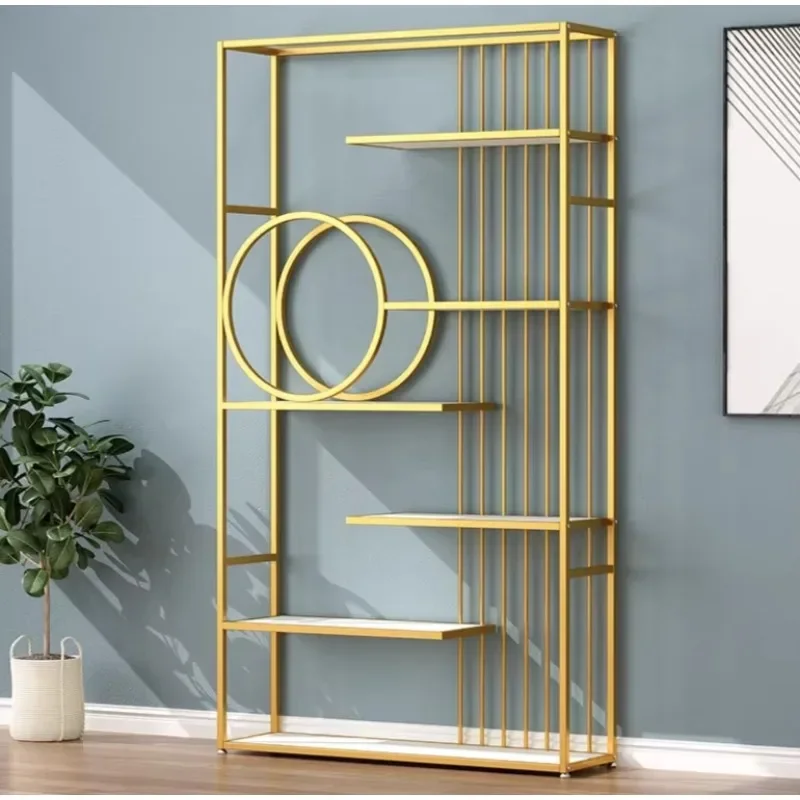 

Nordic bookshelf landing art light luxury shelf home partition screen nail art cosmetics display stand