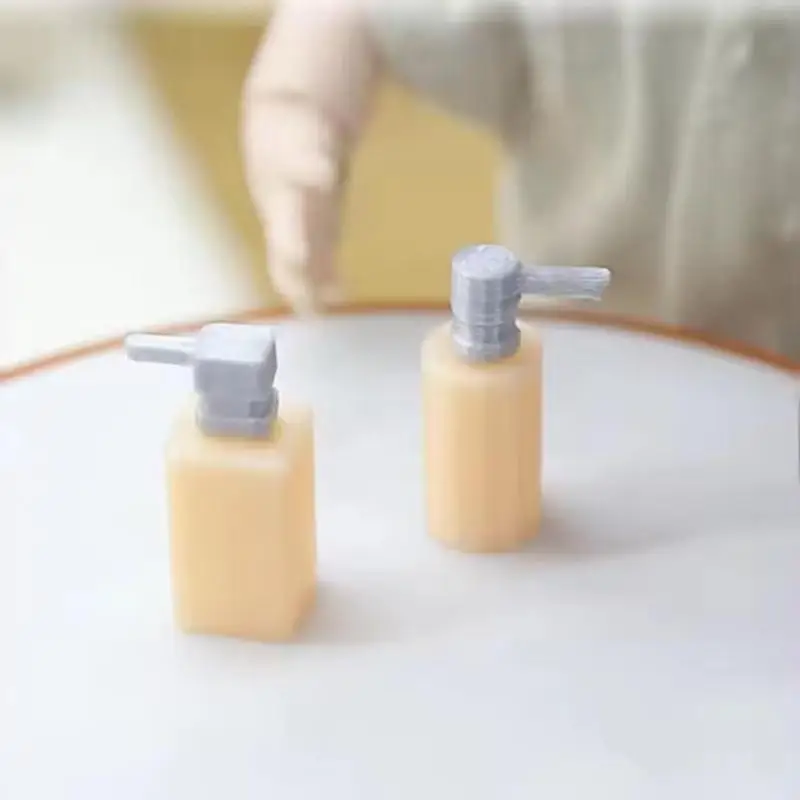 2Pcs Realistic Looking Dollhouse Miniature Hand Soap Body Wash Model Bathroom Accessory for Miniature Scene DIY Projects