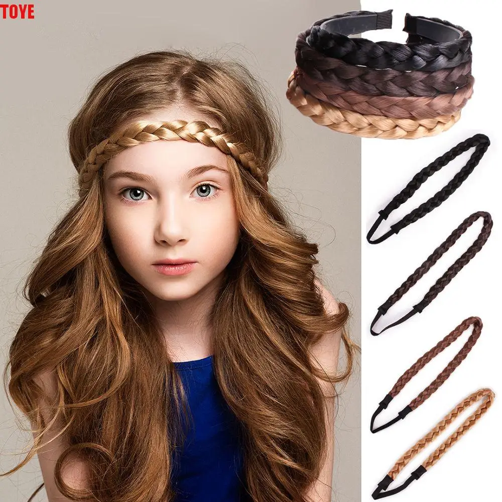 

Fashion Vintage Women Elastic Headwear Head hoop Hair Bands Braided Headband Twisted Wig Headband Synthetic Wig