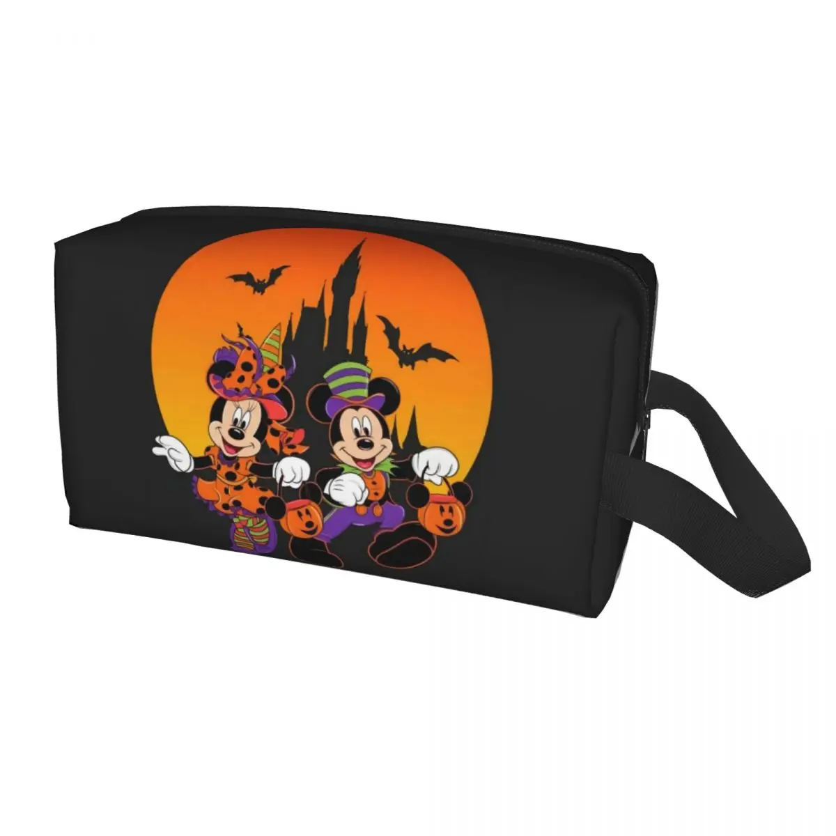 Custom Mickey Mouse Minnie Anime Cosmetic Bag Women Cute Big Capacity Halloween Pumpkin Makeup Case Beauty Storage Toiletry Bags