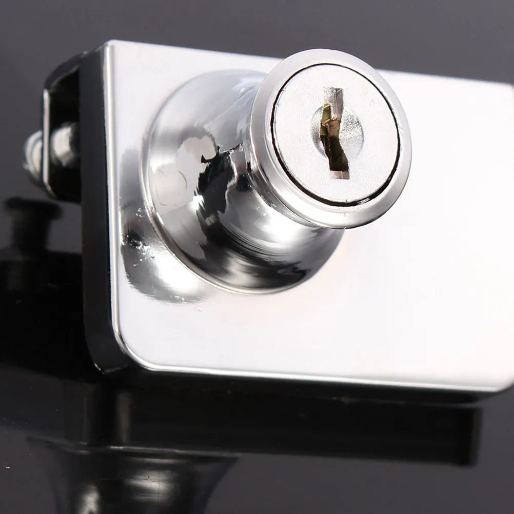 Heavy Duty Zinc Alloy Glass Lock 5-8Mm Display Showcase Lock for Home Retail Security Anti- Glass Door Latch