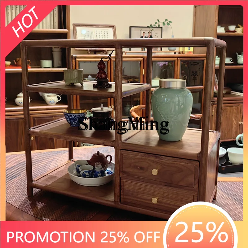 CL  Drawer Cabinet Teacup Shelf Chinese Small Tea Set Desktop Ornament Retro Shelf