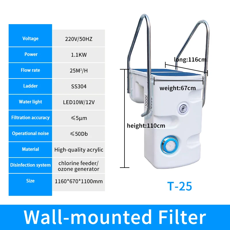 New Product Wall-Mounted Pool Filter For Small Swimming Pool Circulation Water Treatment & Purification Equipment