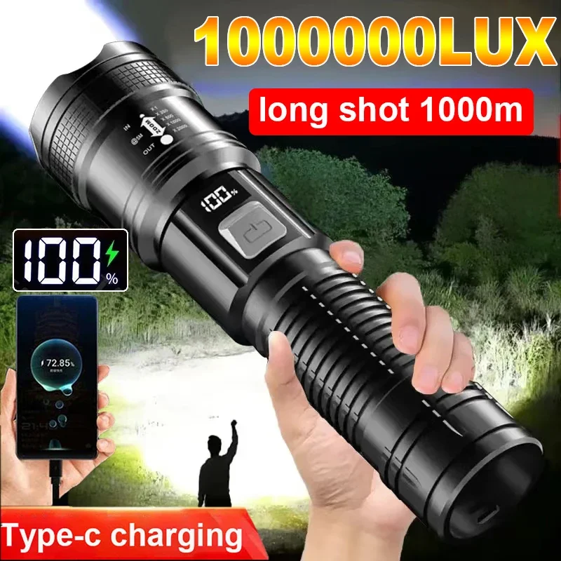

Portable Rechargeable LED Flashlights High Power Military Tactical Flashlight Telescopic Zoom Torch Lamp Outdoor Camping Fishing
