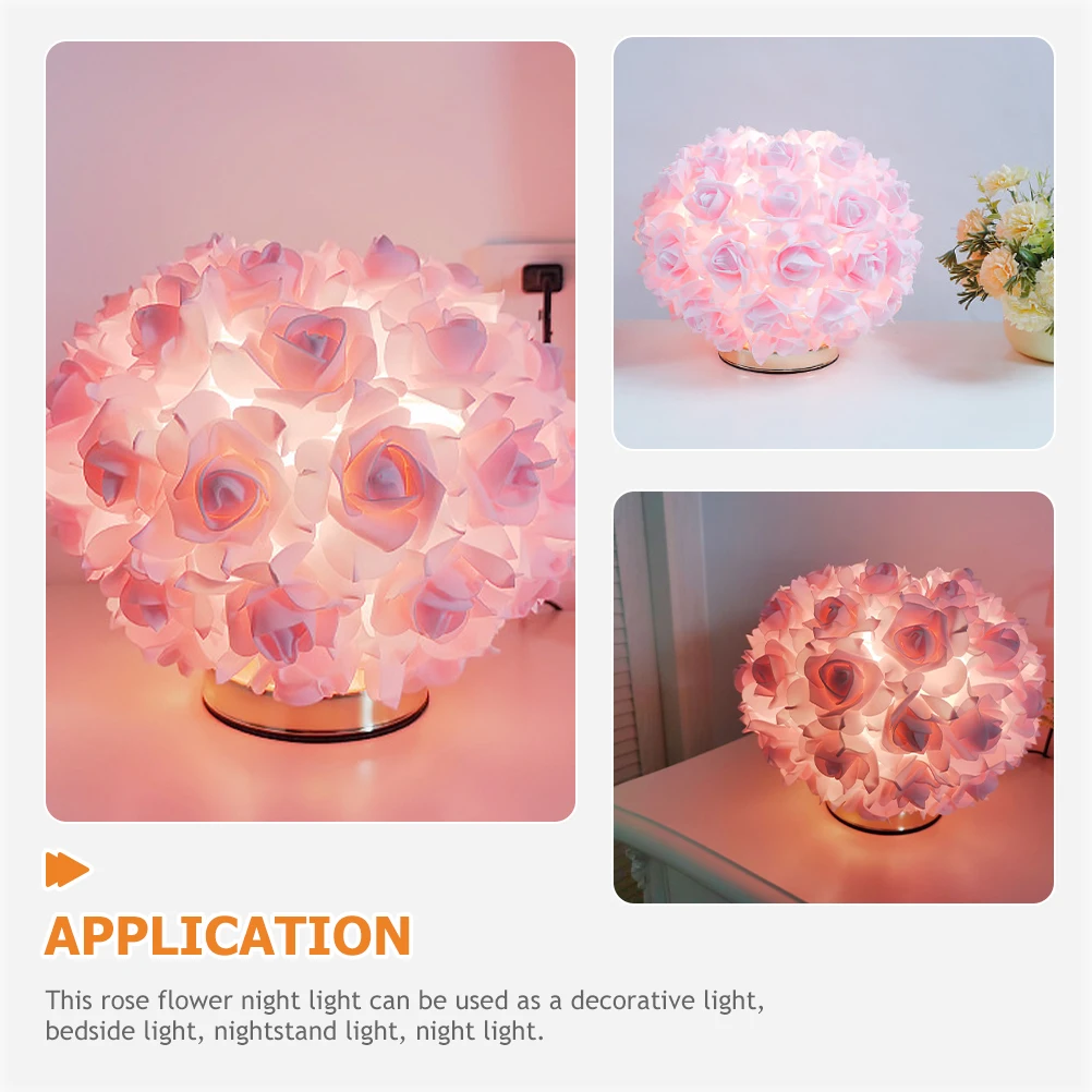 

Floral Rose Lamp for Bedroom Night Light Bedside Table Decor Romantic Illuminating Decoration for Girls Room Us Plug Included