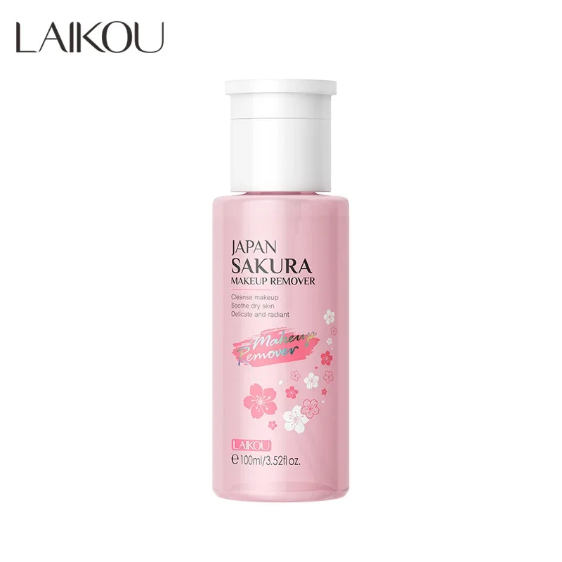LAIKOU Sakura Make-up-Entferner-Wasser, 100 ml, saubere Gesichtsporen, erfrischend und sanft, Tiefenreinigung, beruhigt trockene Haut, spendet Feuchtigkeit