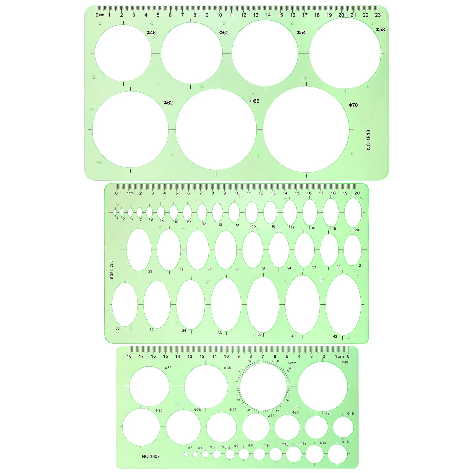 

3Pcs Drawing Templates Set Transparent Multi-Shape Measuring Rulers Metric Scale for Architecture School Office