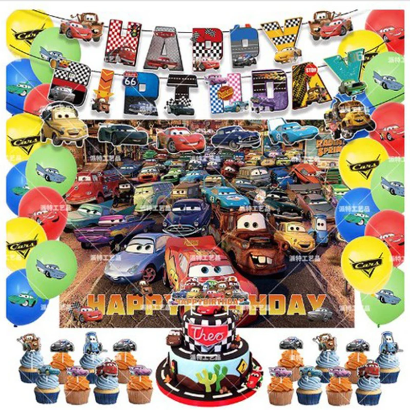 Disney Lightning McQueen Cars Birthday Decorations Cartoon Pixar Car Paper Tableware Set Cups Plates Baby Shower Supplies ForKid