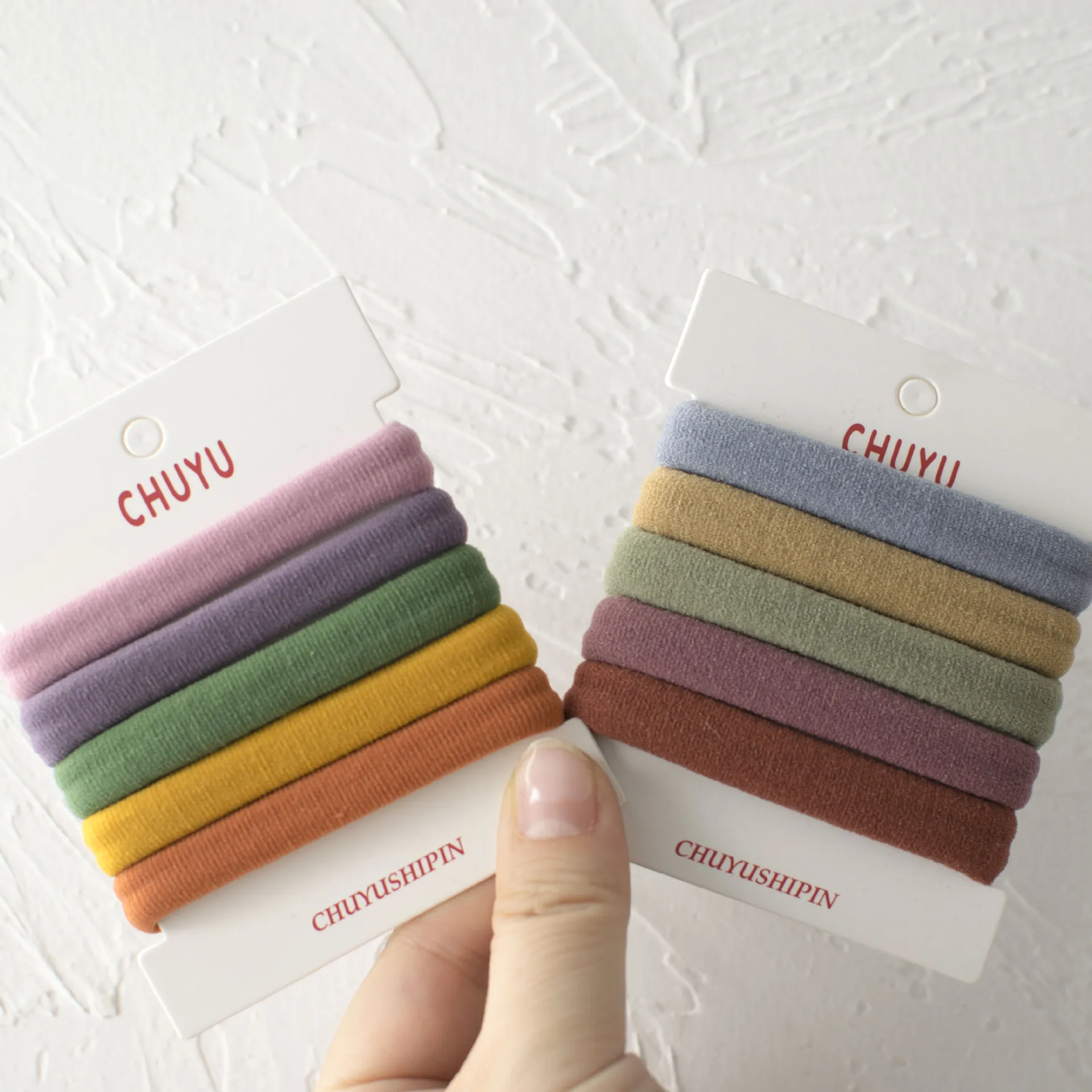 

Morandi Hair Ties 5PCS Card Terry Scrunchie Set Japanese Style High Elasticity Non-Damage