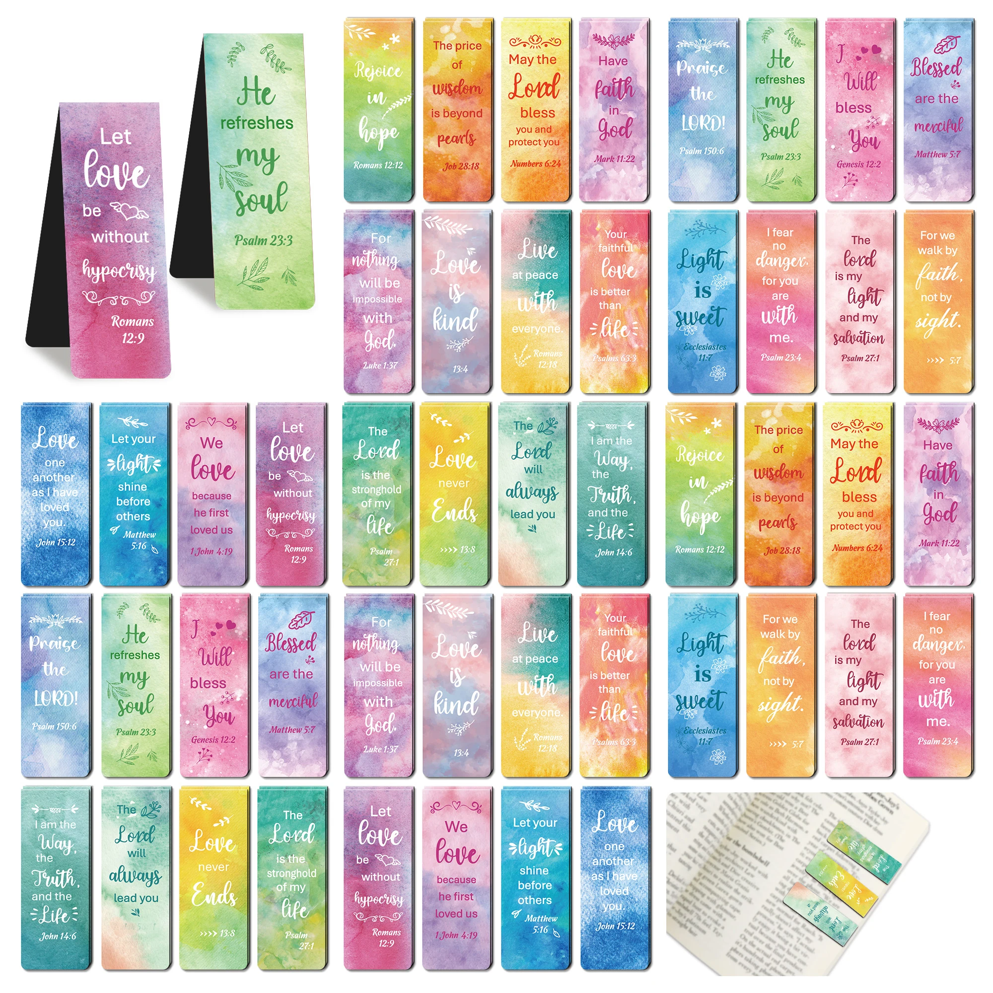 

96 шт. магнитные закладки для Библии с маркерами из библейских стихов-закладки с акварельной цветной кодировкой для христианских подарков, церкви
