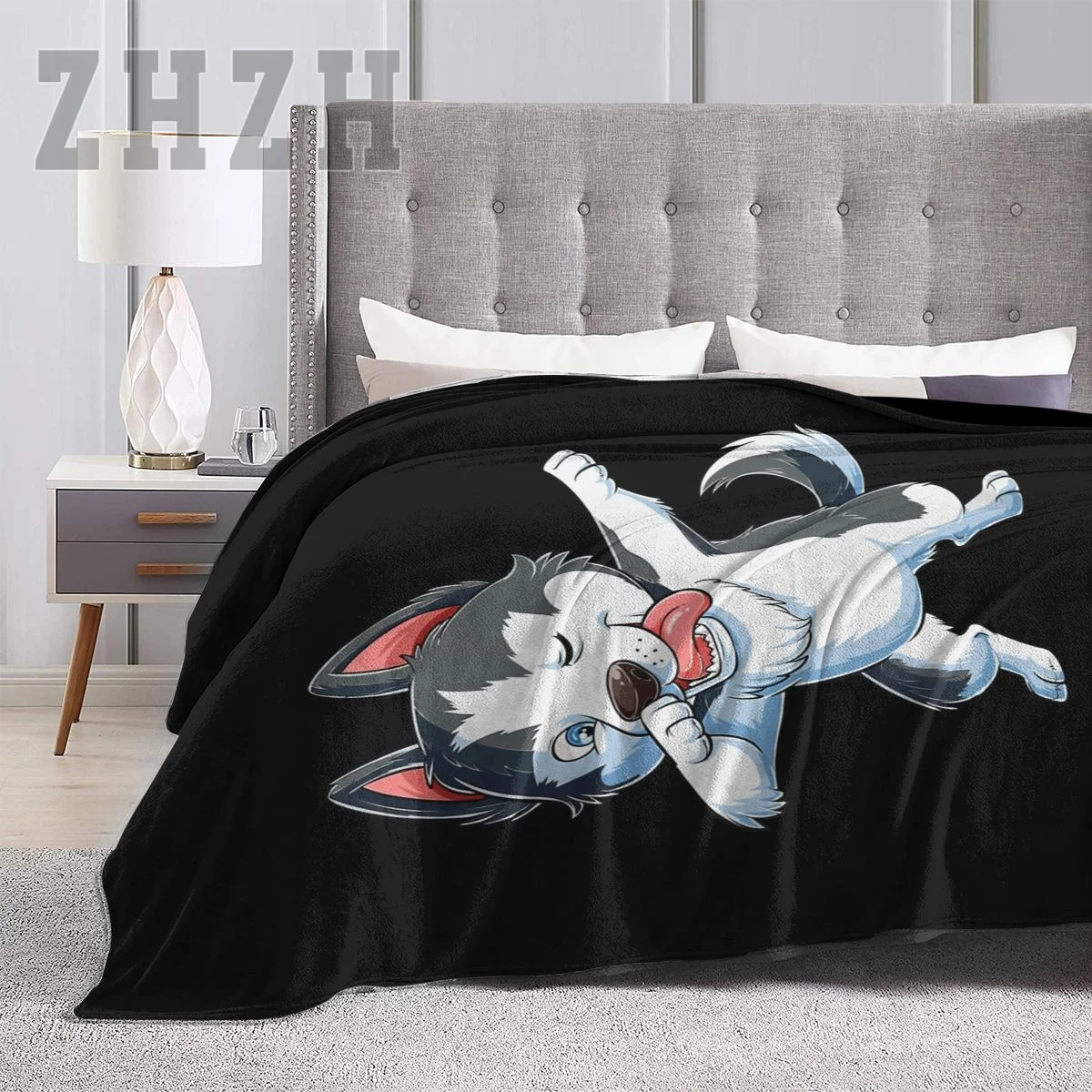 Dabbing Siberian Husky Dog Lover Blanket Flannel Multifunction Outdoor Camping Sofa Cover Single Keep Warm