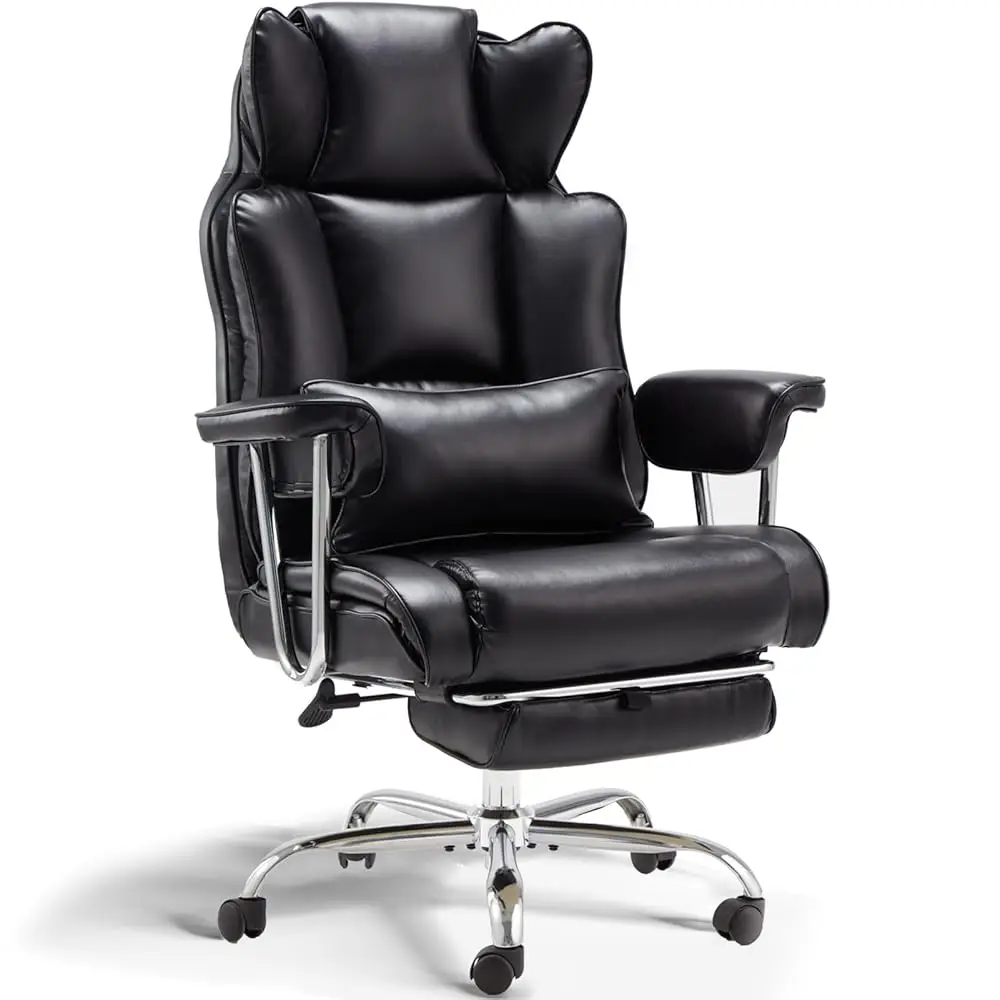 

Big And Tall Office Chair With Foot Rest Comfortable Executive Reclining Office Large Leather Chair With Adjustable High Ba