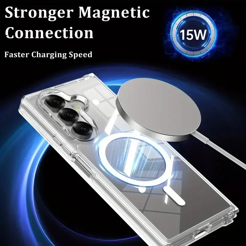 สําหรับ Magsafe เคสโทรศัพท์แม่เหล็กสําหรับ Samsung Galaxy Z พับ 7 zfold7 zfold6 สนับสนุนไร้สายชาร์จฝาหลัง Anti-shock กรณี