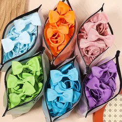 5/10/20Pcs Candy Kleur Haar Bows Elastische Scrunchies Haarband Voor Kinderen Baby Meisjes Haar Touw paardenstaart Houder Haar Accessoires Set