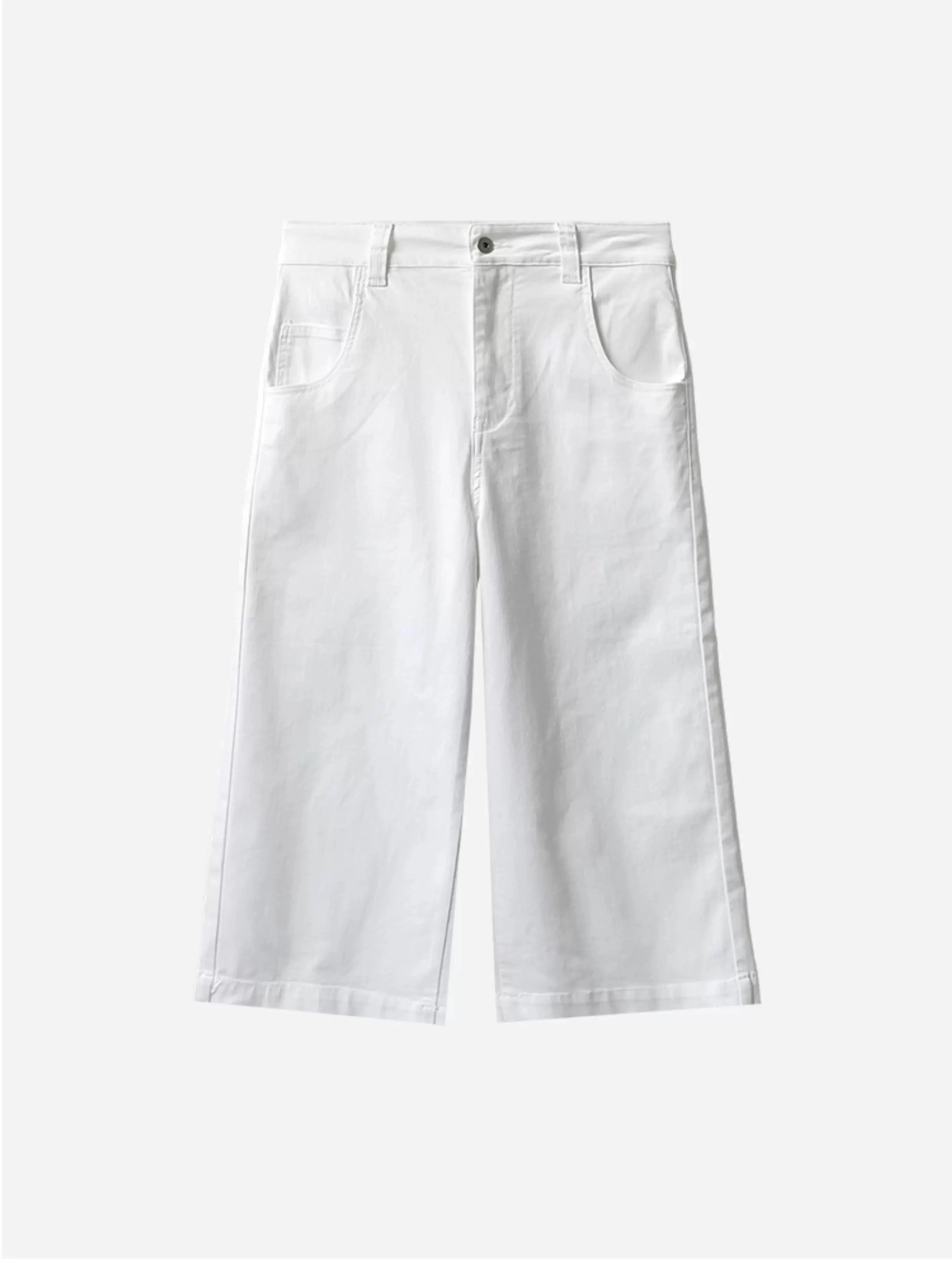 

Quality Commute Cotton Jeans Elegant mid High Waist Casual Straight Leg Seven Foot White Jeans for Young Girls