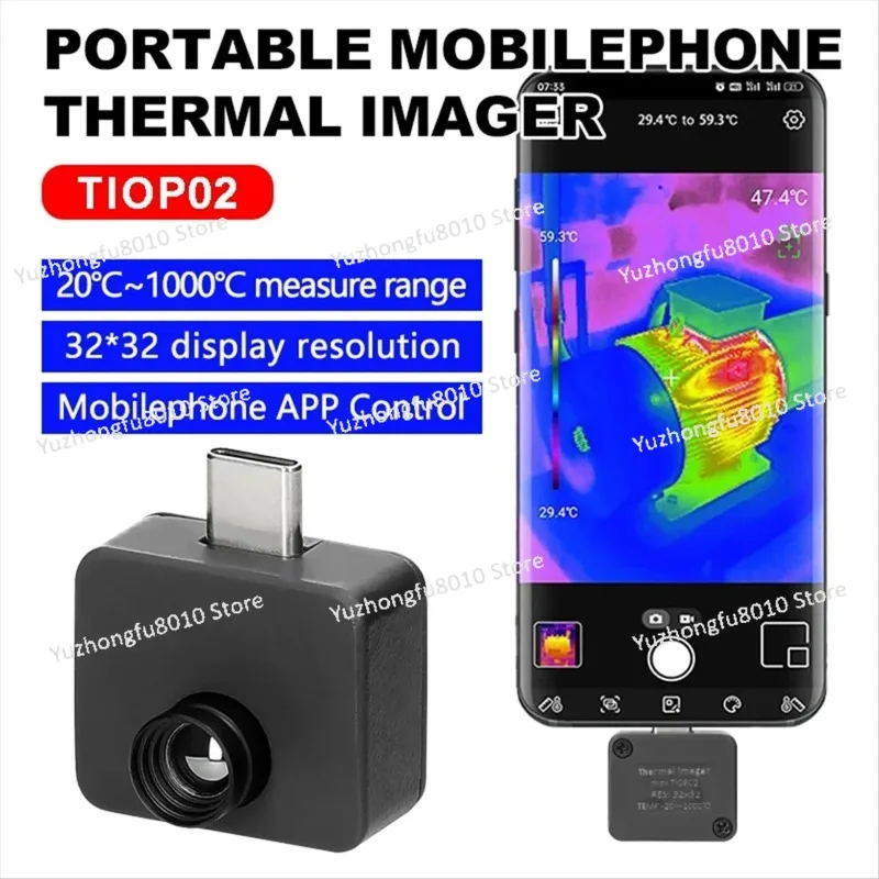 

AT59 TIOP02 Тепловизор для мобильных телефонов -20 ℃ -1000 ℃ Портативная тепловизионная камера с разрешением 32 x 32, интерфейс C, управление через приложение