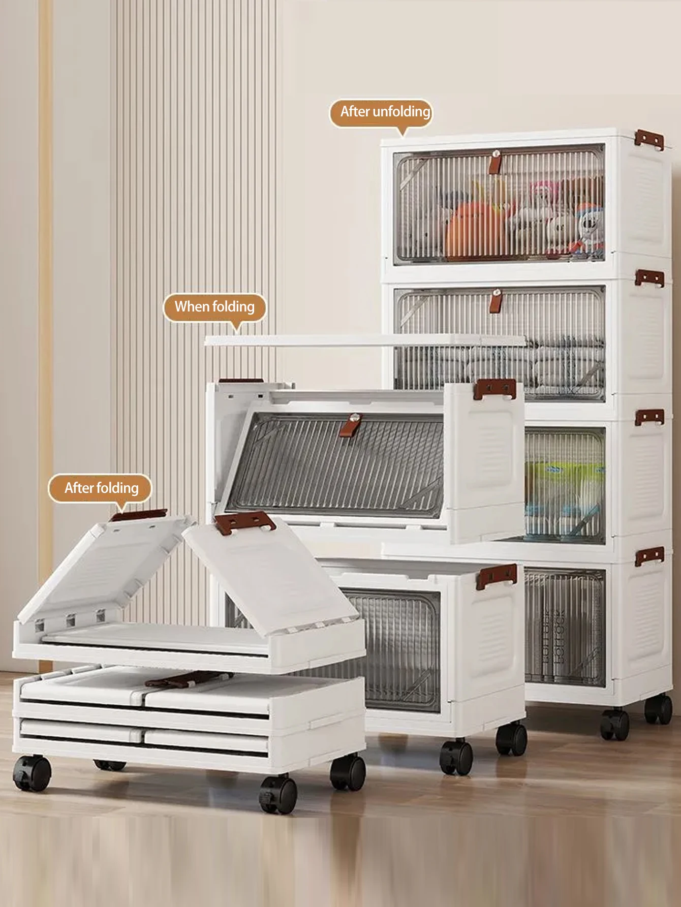 تركيب مجاني لملابس الأطفال والوجبات الخفيفة، خزانة تخزين بلاستيكية قابلة للطي لصندوق تخزين غرفة الأطفال متعدد الأطفال الرضع