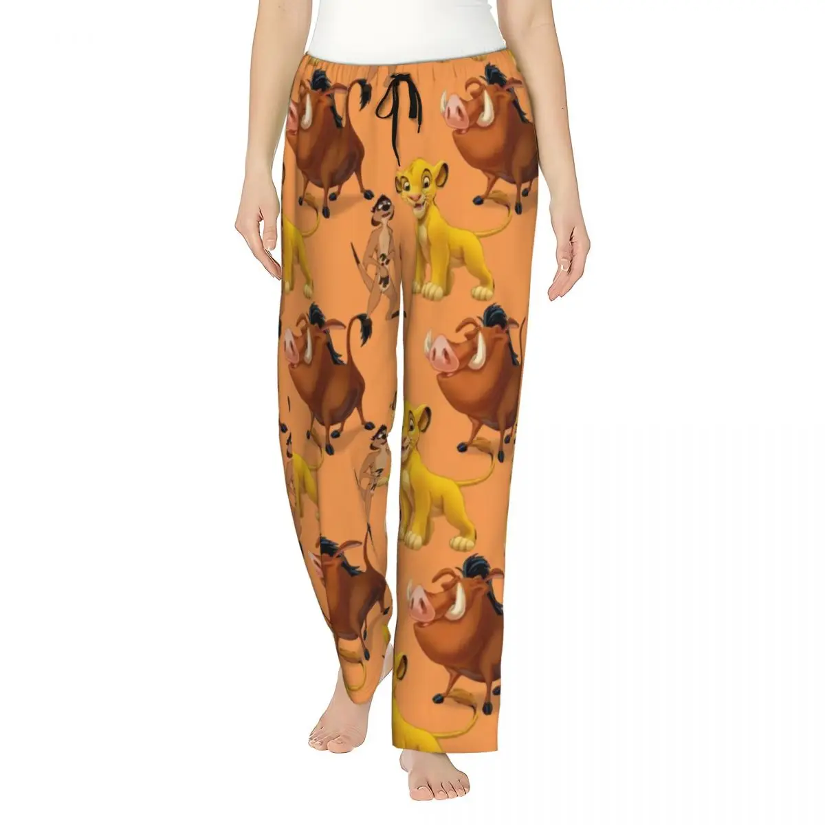 

Custom The King Lion Simba And Nala Pajama Pants Sleepwear Women's Elastic Waistband Sleep Lounge Bottoms with Pockets