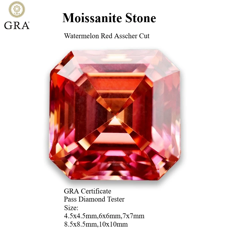 

Муассанит Камень Арбуз Красный Цвет Asscher Cut Pass Алмазный Тестер Верхние Подвески Материалы Для Изготовления Ювелирных Изделий С Сертификатом