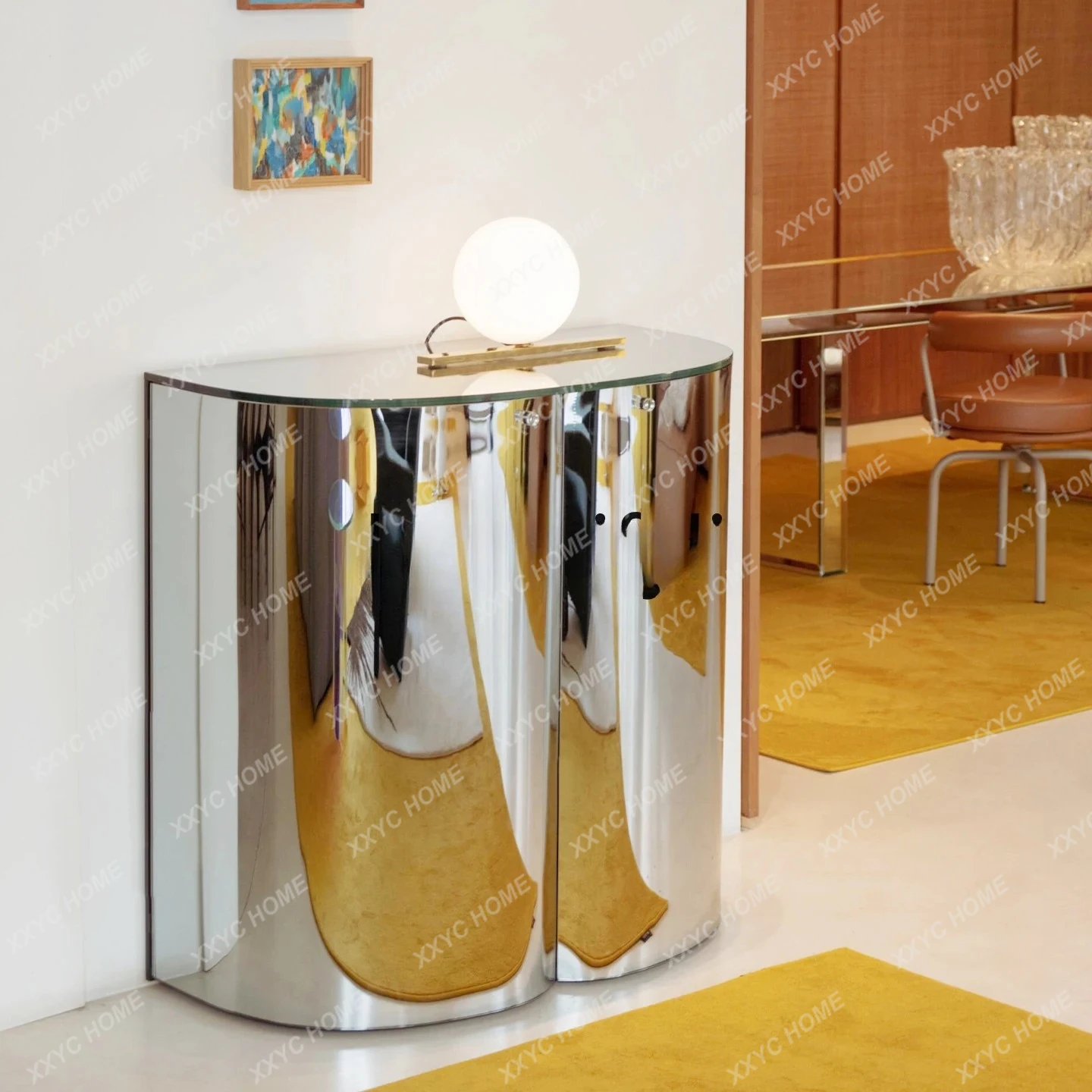 

Style Light Luxury Glass Wine Cabinet for Living Room Home Storage High-End Corner Cabinet