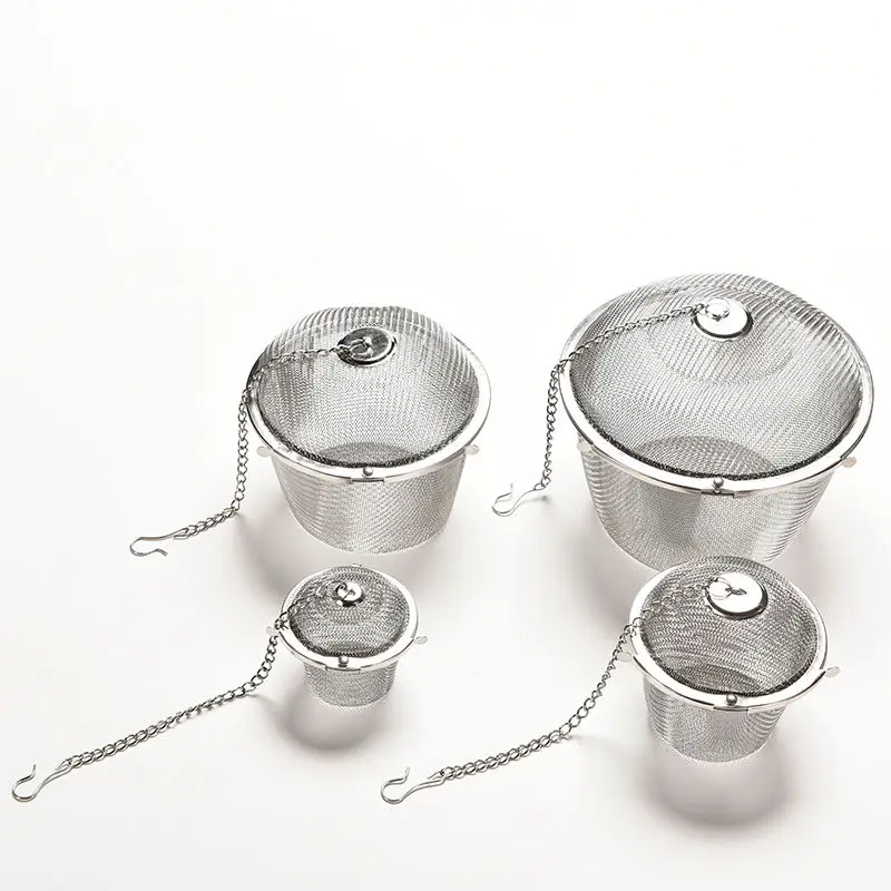 4 Sizes Durable Silver Reusable Stainless Mesh Herbal Ball Tea Spice Strainer Teakettle Locking Tea Filter Infuser Spice Tool