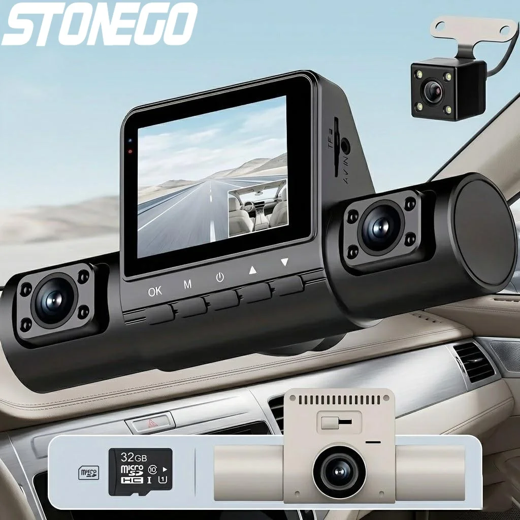 4 Lens Dash Cam 1080P Full HD Wide Angle Loop Recording Button Control IPS Screen Car Camera Vehicle Recorder