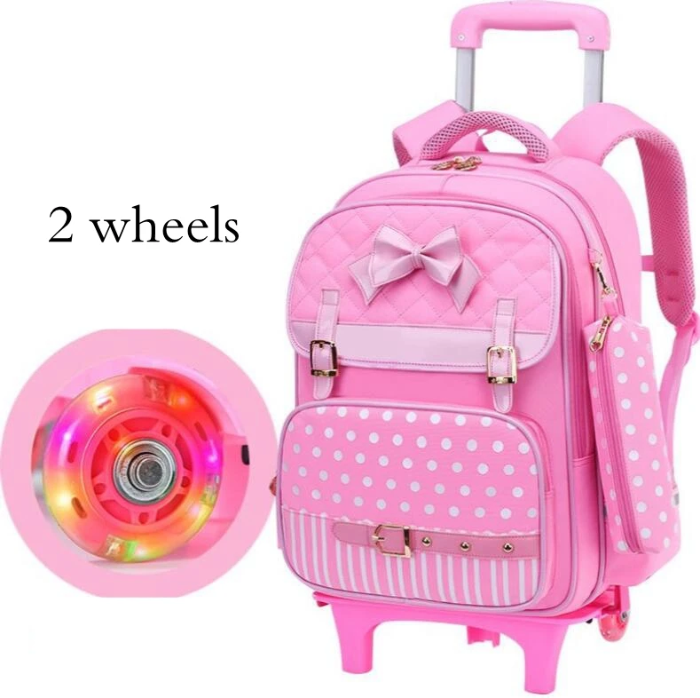 Zaino con ruote per scuola per bambini per ragazze Trolley zaino per scuola zaino con ruote zaino per bambini con 2 ruote 6 ruote