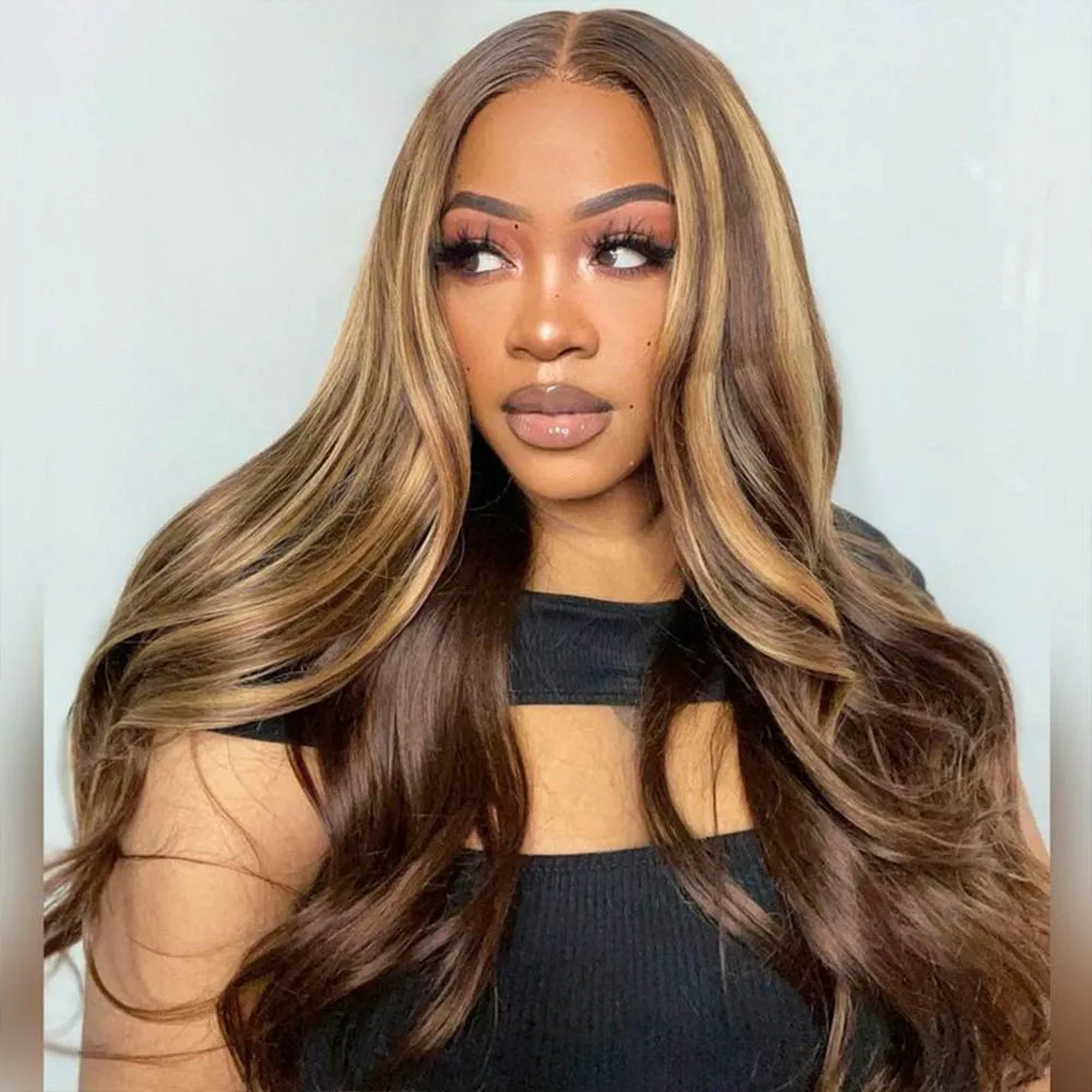 

4/27 Highlight 200 Denity Body Wave Wig 13x6 HD Lace Frontal Human Hair Wig Colored 13x4 Lace Wigs PrePlucked For Women