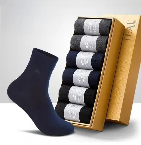 

TEAL Men's Business Casual Socks: Antibacterial Odor-Resistant Cotton in Solid Colors | Mid-Calf, Boxed Gift Pack (All-Season)