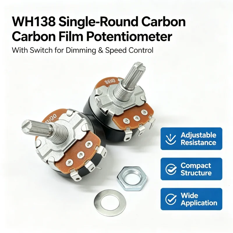 5PCS WH138 Adjustable Resistance Speed Regulator With Switch Potentiometer WH138-1 B5K B10K B20K B50K B100K B250K B500K 10K 100K